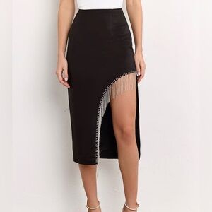 Nashville nights or Christmas party Black Asymmetrical Skirt Fringe rhinestone
